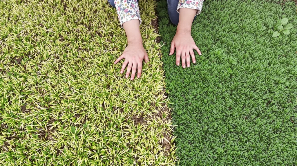 Avant de tondre en avril, cet amendement au sol rend la pelouse plus épaisse, sans mousse et aide les abeilles