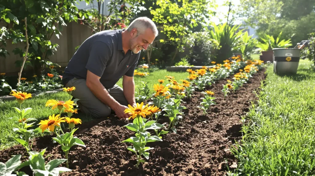 Plantée à 30 cm d'écart en avril, cette vivace forme un mur de fleurs que le manque d'eau n'arrête jamais