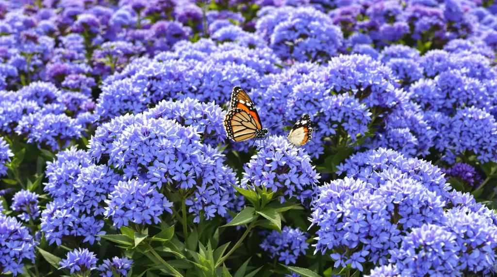 Cette petite fleur bleue à floraison continue séduit les papillons tout l’été et jusqu’aux premières gelées